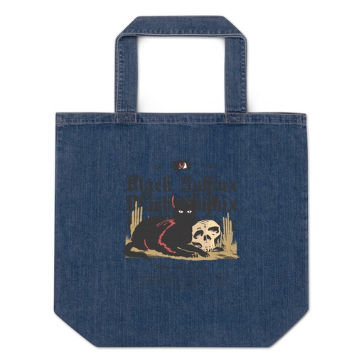 [ID: 528-G230] Black Sphinx Organic Denim Tote Bag