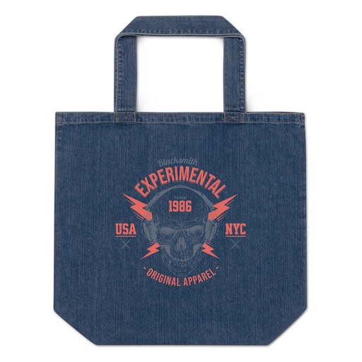 [ID: 528-G231] Blacksmith Experimental - Rock Skull Organic Denim Tote Bag