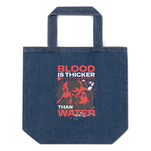 [ID: 528-G237] Blood is Thicker than Water Organic Denim Tote Bag