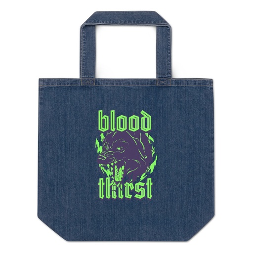[ID: 528-G238] Blood Thirst - Neon Dog Organic Denim Tote Bag