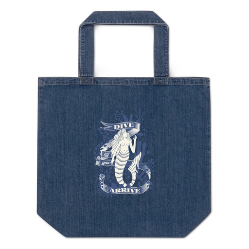 [ID: 528-G241] Blue Mermaid - Nautical Organic Denim Tote Bag