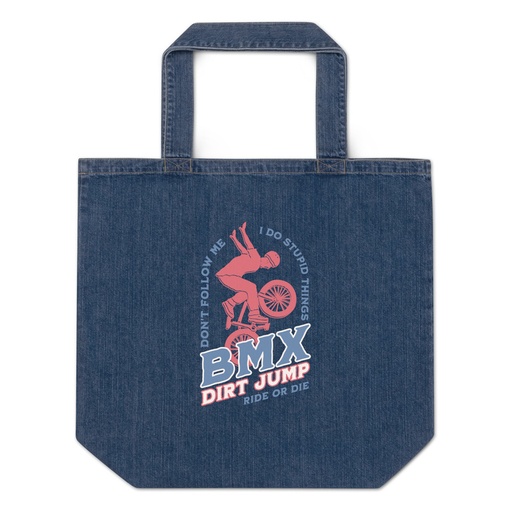 [ID: 528-G244] BMX Dirt Jump - Extreme Sports Organic Denim Tote Bag