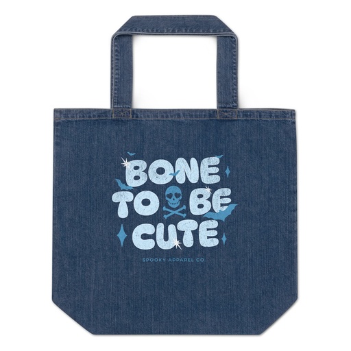 [ID: 528-G250] Bone To Be Cute - Halloween Organic Denim Tote Bag