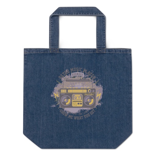 [ID: 528-G253] Boombox Music Player - Retro Organic Denim Tote Bag