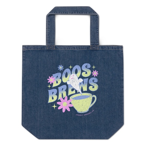 [ID: 528-G254] Boos + Brews - Halloween Organic Denim Tote Bag