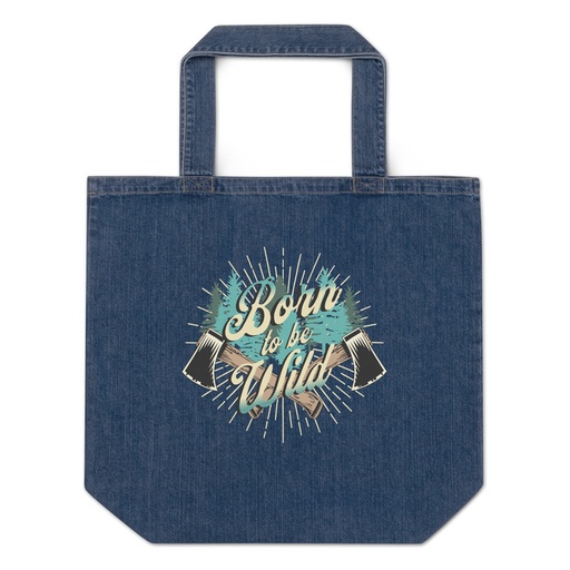 [ID: 528-G262] Born to be Wild (2) Organic Denim Tote Bag
