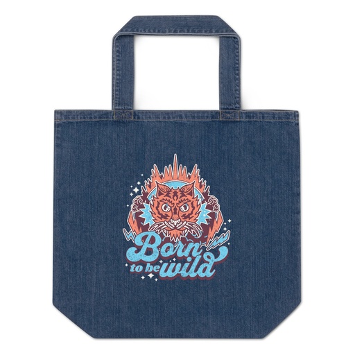 [ID: 528-G263] Born to be Wild - Tiger Organic Denim Tote Bag