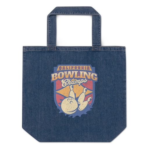 [ID: 528-G275] Bowling Championship - Retro Athlectic Sports Organic Denim Tote Bag