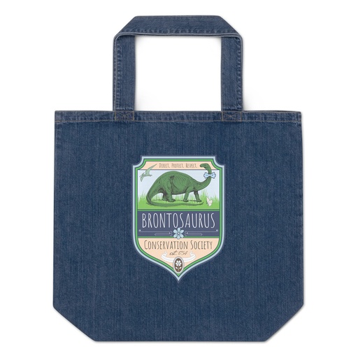 [ID: 528-G288] Brontosaurus Conservation Society Organic Denim Tote Bag