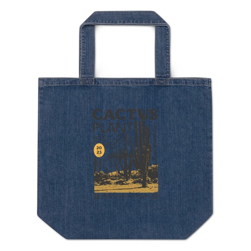 [ID: 528-G304] Cacus Plant - Desert Organic Denim Tote Bag