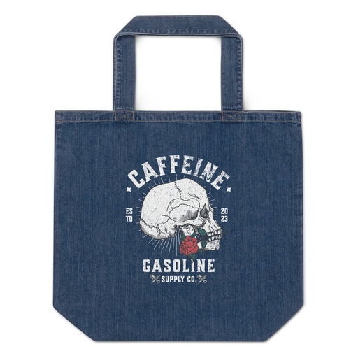 [ID: 528-G309] CAFFEINE GASOLINE Organic Denim Tote Bag