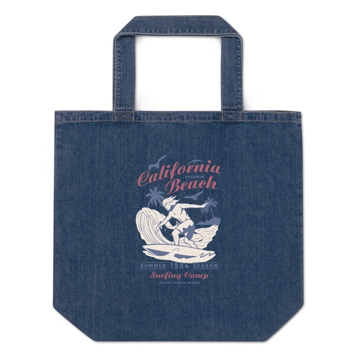 [ID: 528-G313] California Beach Surfing Organic Denim Tote Bag