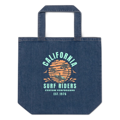 [ID: 528-G317] California Surf Riders - Beach Organic Denim Tote Bag