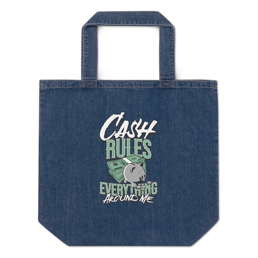 [ID: 528-G336] Cash Rules Organic Denim Tote Bag
