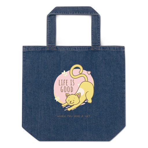 [ID: 528-G338] Cat Life - Humor Organic Denim Tote Bag