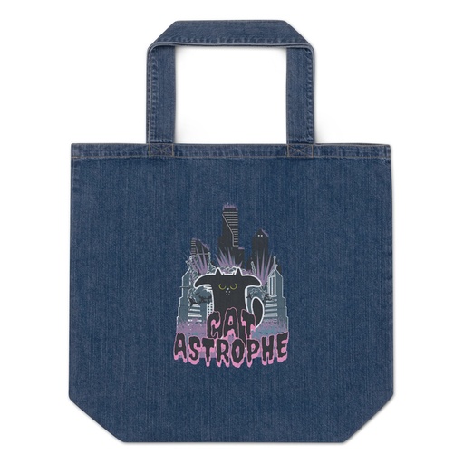 [ID: 528-G340] cat-astrophe Organic Denim Tote Bag