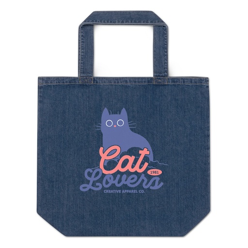 [ID: 528-G347] Cats Lovers Organic Denim Tote Bag