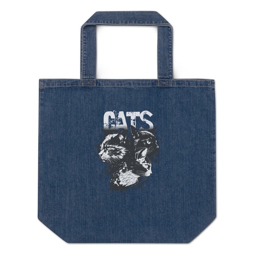 [ID: 528-G349] Cats Organic Denim Tote Bag