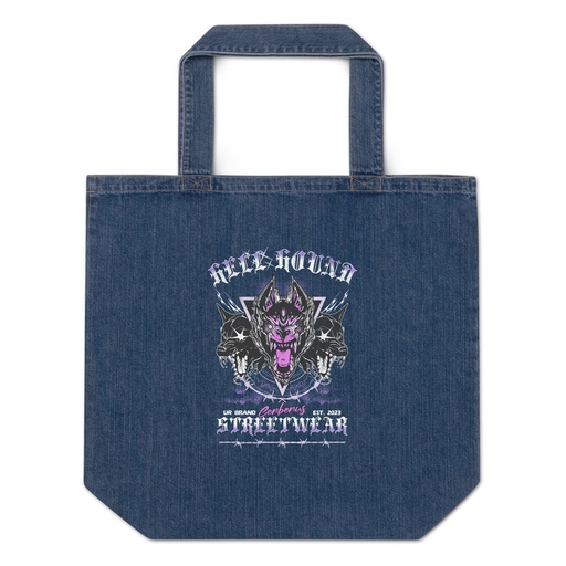[ID: 528-G354] Cerberus Hell Hound Streetwear - Dark Aesthetic Organic Denim Tote Bag