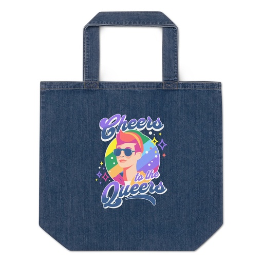 [ID: 528-G362] Cheers to the Queers Organic Denim Tote Bag