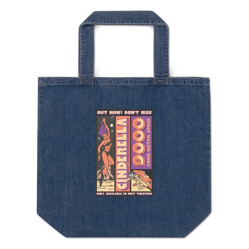 [ID: 528-G378] Cinderella 9000 - Retro Astronaut Organic Denim Tote Bag