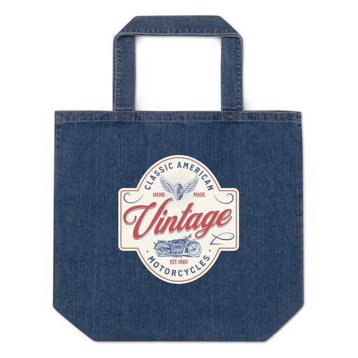 [ID: 528-G379] Classic American Motorcyles - Vintage Organic Denim Tote Bag