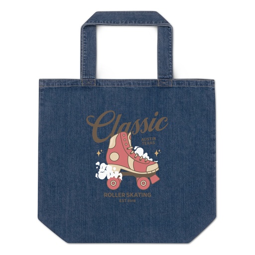 [ID: 528-G384] Classic Roller Skating - Sports Apparel Organic Denim Tote Bag