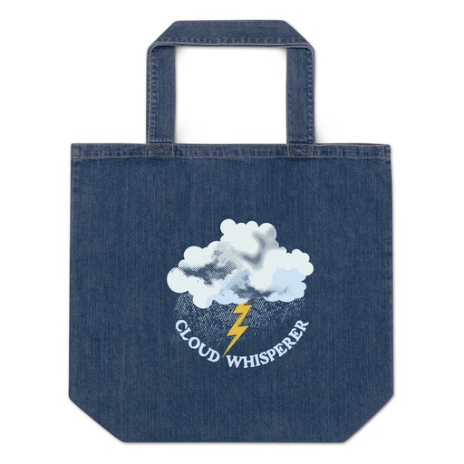[ID: 528-G387] Cloud Whisperer - Rainy Weather Organic Denim Tote Bag