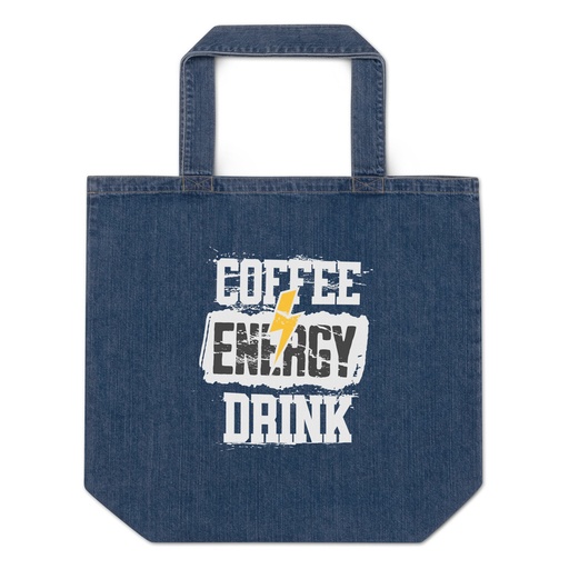 [ID: 528-G400] Coffee Energy Drink - Grunge Bolt Organic Denim Tote Bag