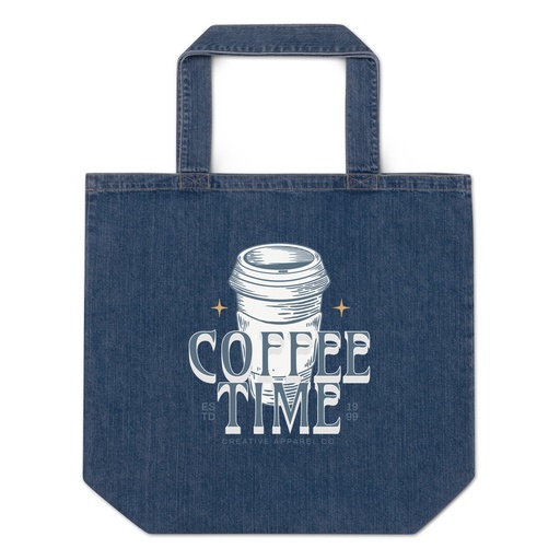 [ID: 528-G404] Coffee Time Organic Denim Tote Bag