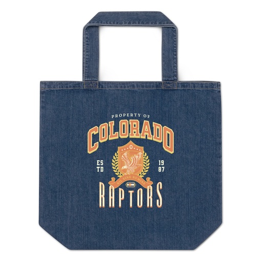 [ID: 528-G407] Colorado Raptors - Rugby Sports Team Organic Denim Tote Bag