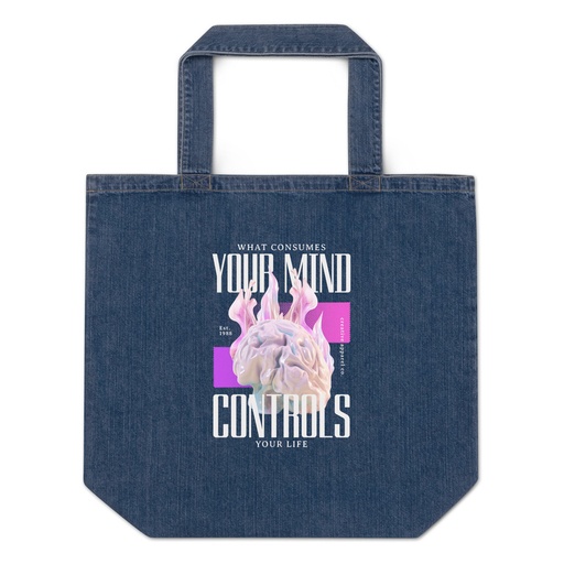 [ID: 528-G414] Control your Mind Organic Denim Tote Bag