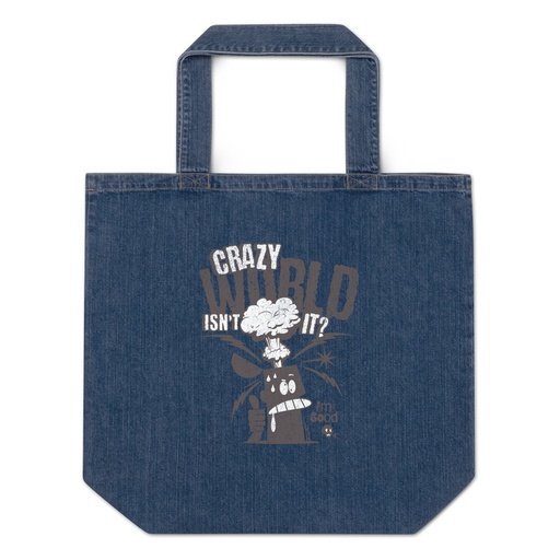 [ID: 528-G430] Crazy World Organic Denim Tote Bag