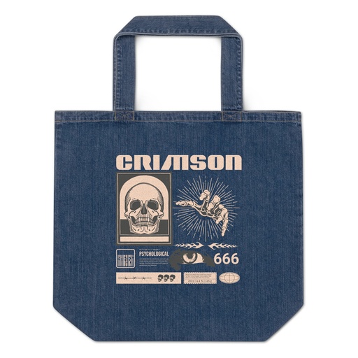 [ID: 528-G438] Crimson Organic Denim Tote Bag
