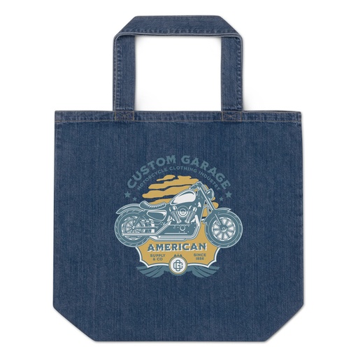 [ID: 528-G443] Custom Garage - Motorcycle Organic Denim Tote Bag