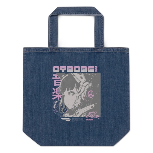 [ID: 528-G459] Cyborg - Y2k Style Organic Denim Tote Bag