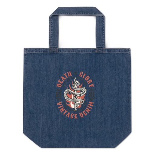 [ID: 528-G480] Death or Glory - Sword Snake Organic Denim Tote Bag