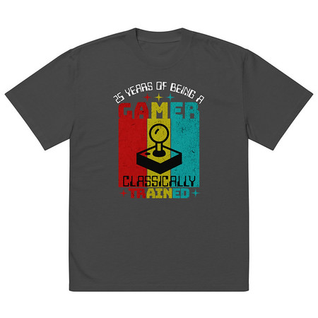 [ID: 713-G5] 25 Years of Being A Gamer Oversized Faded T-Shirt