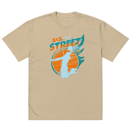 [ID: 713-G6] 3x3 Basketball League Oversized Faded T-Shirt