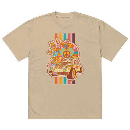 [ID: 713-G10] 60s flower power Oversized Faded T-Shirt