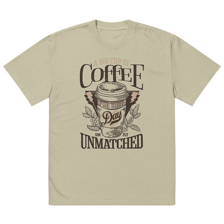 [ID: 713-G15] A Big Cup of Coffee Oversized Faded T-Shirt