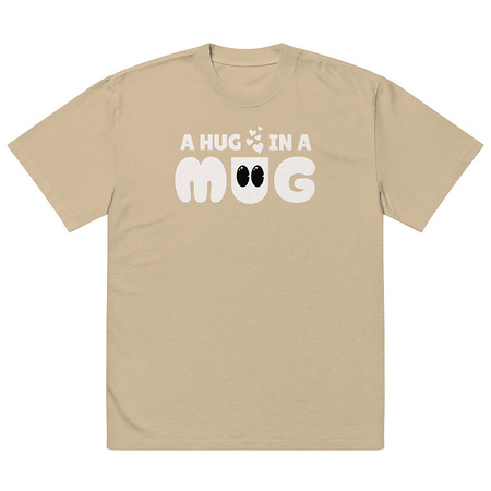 [ID: 713-G17] A Hug in a Mug - Funny Cartoon Oversized Faded T-Shirt