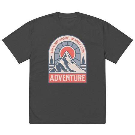 [ID: 713-G25] Adventure - Mountain Climbing Oversized Faded T-Shirt