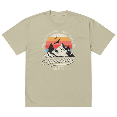 [ID: 713-G27] Adventure Await - Wilderness Camping Oversized Faded T-Shirt