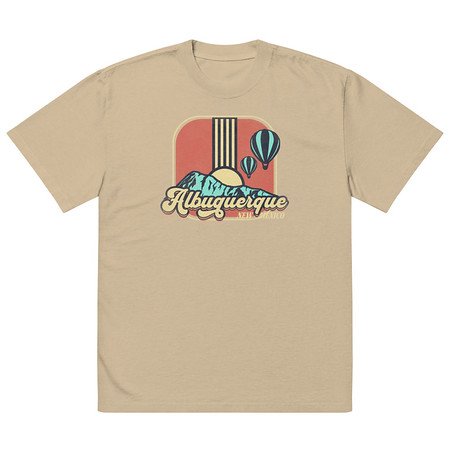 [ID: 713-G36] Albuquerque - Retro Hot Air Baloon Oversized Faded T-Shirt