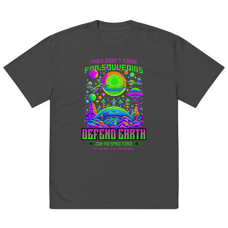 [ID: 713-G38] Alien Invasion Oversized Faded T-Shirt