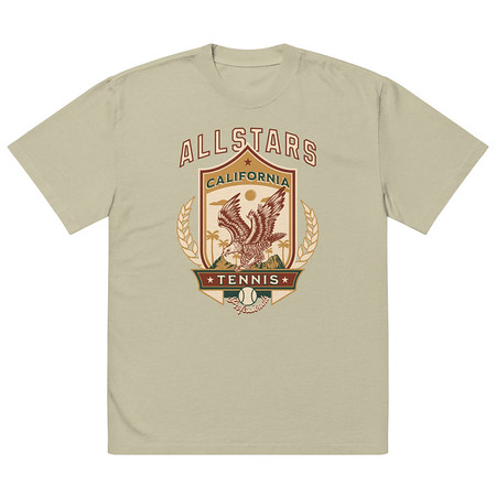 [ID: 713-G46] All Stars Tennis - Eagle Badge Oversized Faded T-Shirt