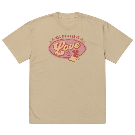 [ID: 713-G48] All We Need Is Love - Cupid Oversized Faded T-Shirt