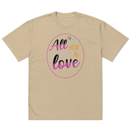 [ID: 713-G51] All you Need is Love - Valentines Day Oversized Faded T-Shirt