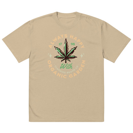 [ID: 713-G55] Always Happy - Cannabis Oversized Faded T-Shirt